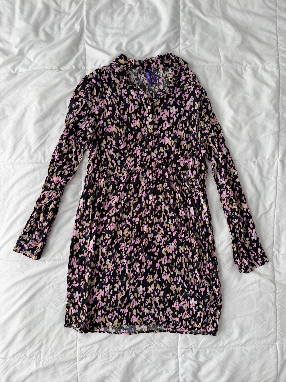 Seraphine Nursing Maternity Dress 6 Black Pink Print Zipper Breastfeeding Preppy